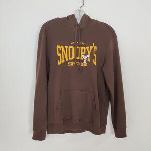 H&M Peanuts Women's Hoodie Size S Regular Fit Brown Snoopy Print Cotton Blend